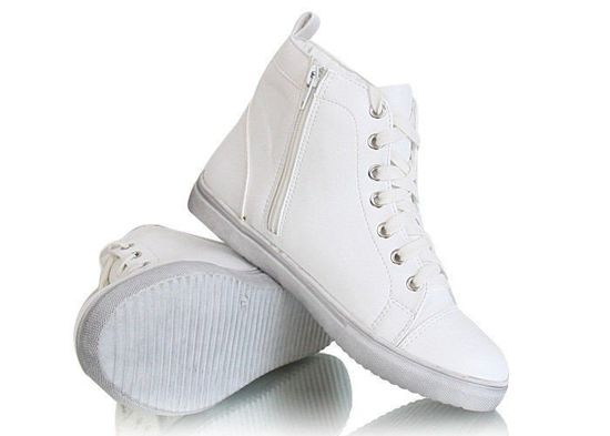 Modne płaskie sneakersy trampki /G12-2 X90 sx211/ Biały