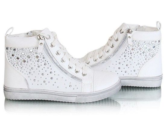 Modne płaskie sneakersy trampki /G12-2 X90 sx211/ Biały