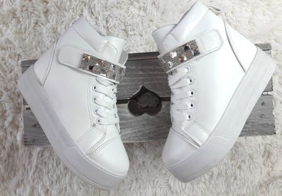 Trampki sneakersy na koturnie /B6-1 2103 S128/ Białe