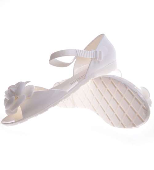 Plażowe balerinki meliski Białe /B8-1 Q255 T009/ 