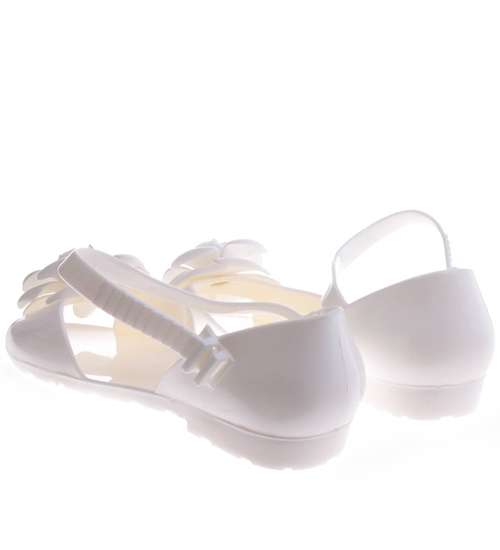 Plażowe balerinki meliski Białe /B8-1 Q255 T009/ 