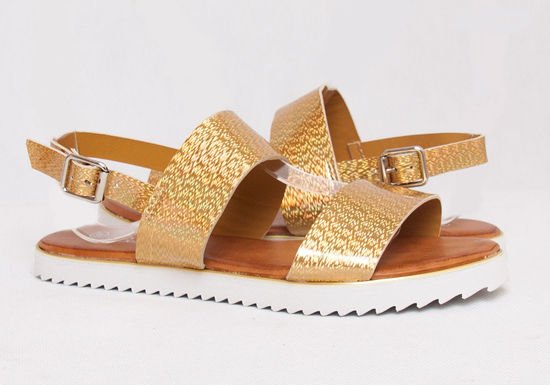 Błyszczące sandały damskie /D9-3 Q279 Sx125/ Gold