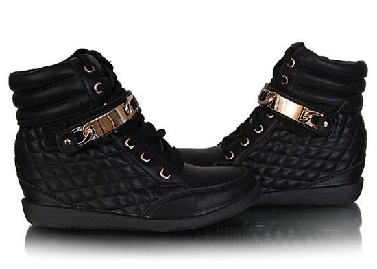 Pikowane botki sneakersy z blaszką /G13-1 W28 sx542/ Black