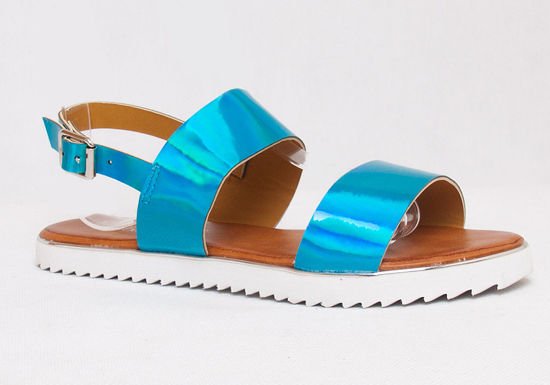 Błyszczące sandały damskie /D9-3 Q279 Sx125/ Blue