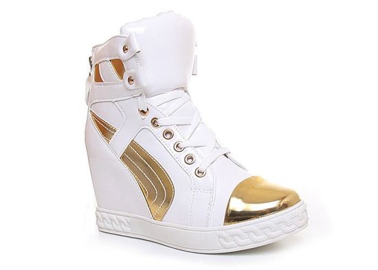 Trampki sneakersy ze złotymi dodatkami /C7-3 Z74 sx324/ Białe
