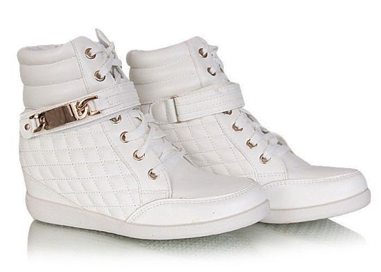 Pikowane botki sneakersy z blaszką /G13-1 W28 sx532a/ White