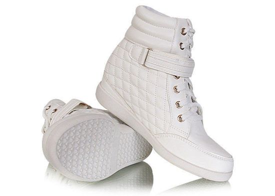 Pikowane botki sneakersy z blaszką /G13-1 W28 sx532a/ White