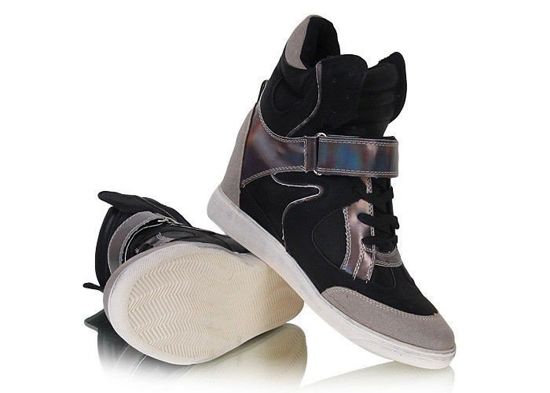 Czarne sportowe botki sneakersy trampki /D9-1 W263 tx329/