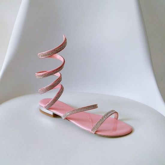 Designerskie sandały spiralki /E9-1 AB86 S425/ Różowe