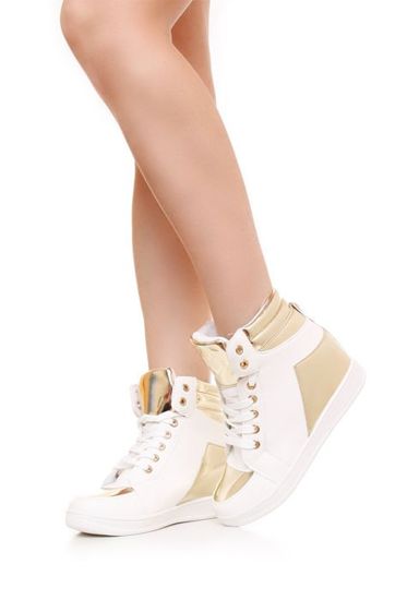 Sneakersy ze złotymi wstawkami /E10-2 Q7 Sx432/ 