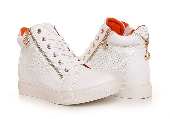 Trampki sneakersy z suwakami /9-2 Q8 s327/ Białe