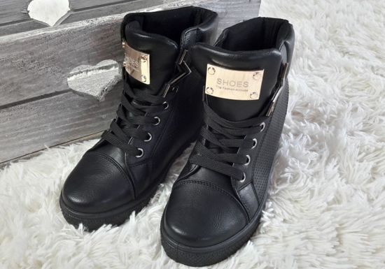 Czarne trampki sneakersy na koturnie /E3-1 Ac22 S329/