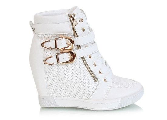 Trampki sneakersy z klamrami /A6-2 Y5 S5425/ Białe