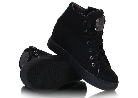 Modne botki sneakersy trampki /C2-1 W259 Sel/ Czarne
