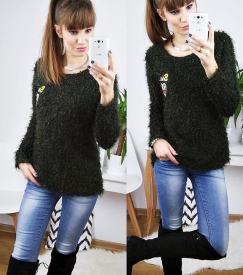 Ciepły sweter, bluzka /D9-2x88 S219/ Zielony