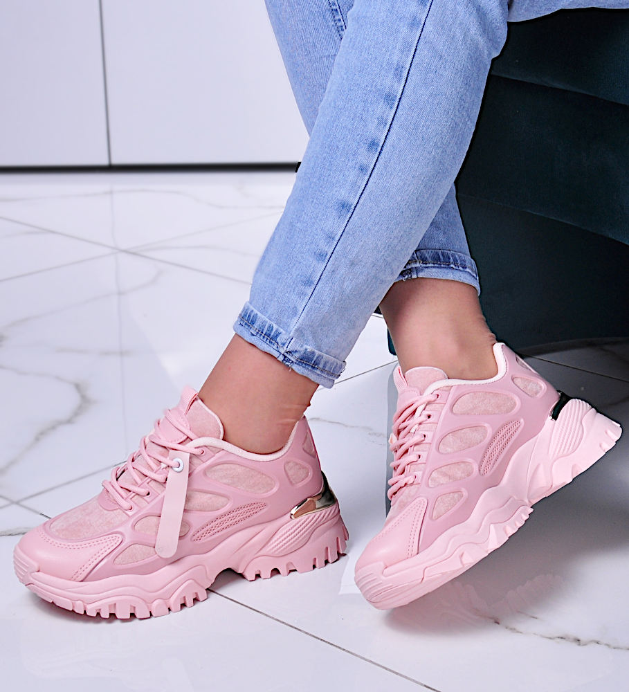 Sznurowane sneakersy damskie Pink 