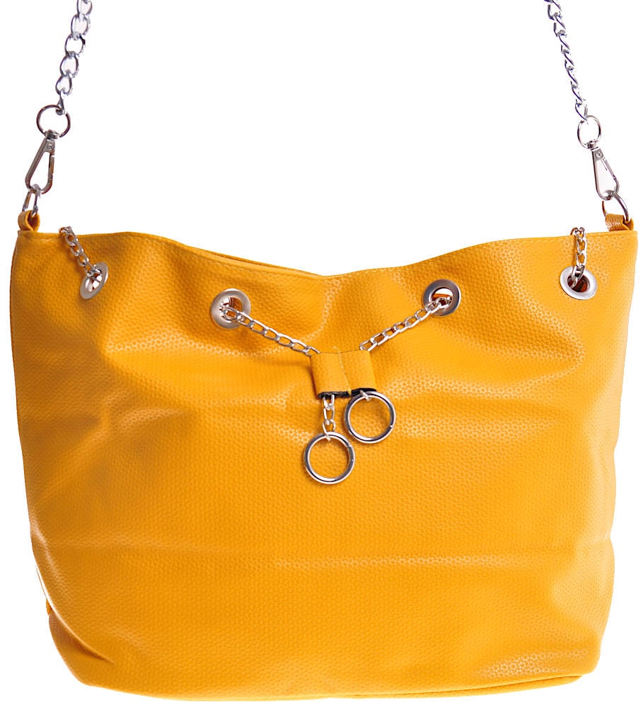 Żółta damska torebka z łańcuszkiem