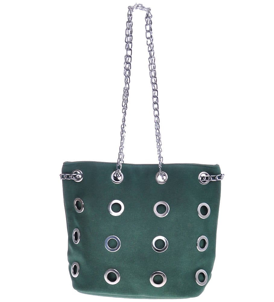 Zielona damska torebka z łańcuszkiem