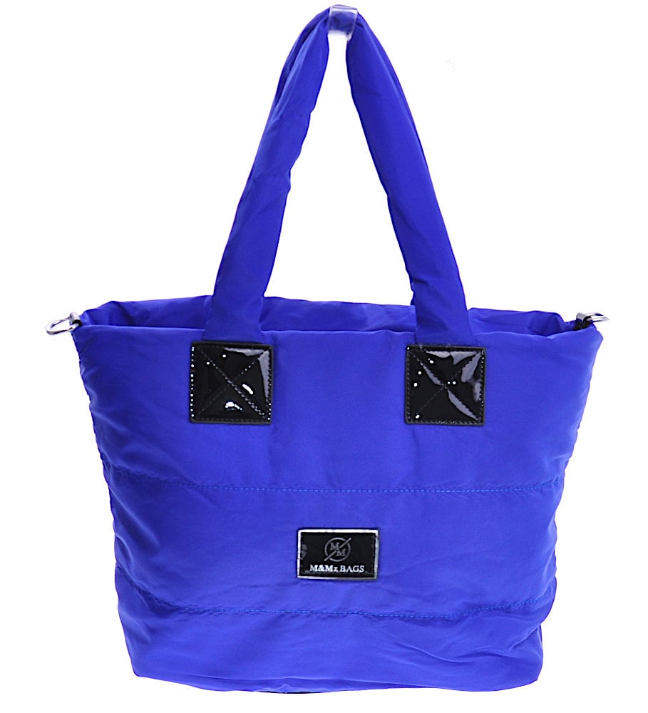 Duża torebka shopper bag na ramię Niebieska F/B