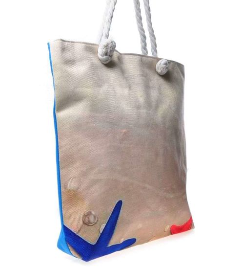 Beżowo niebieska torba Shopper Bag /TR185 S099/