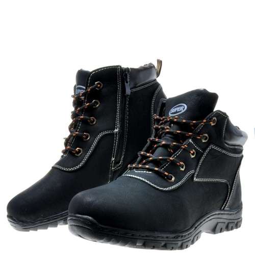 Ocieplane męskie buty na zimę Czarne /G6-3 7019 S491/