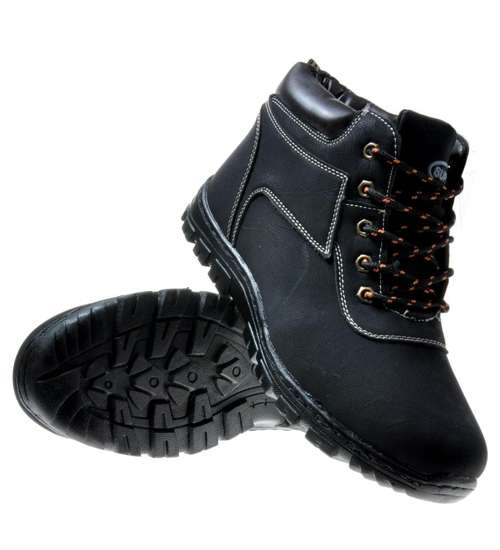 Ocieplane męskie buty na zimę Czarne /G6-3 7019 S491/