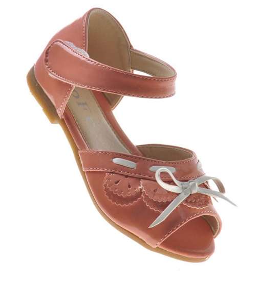 Dziewczęce różowe sandały z kokardką /E3-2 9102 S096/