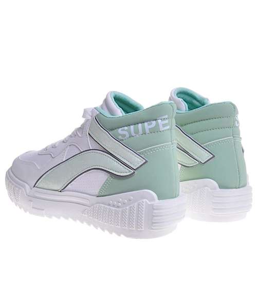 Sneakersy damskie sznurowane Green /E9-3 10726 T695/