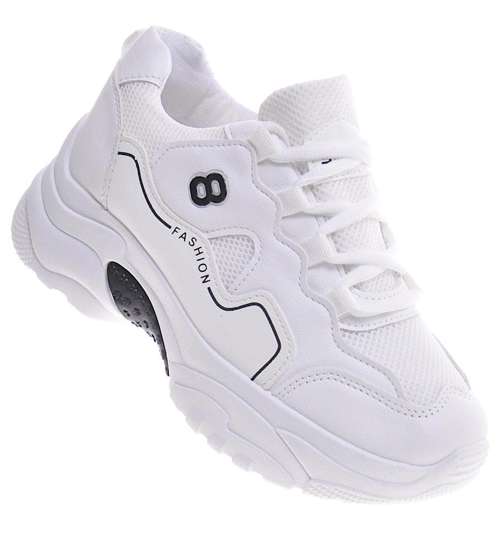 Sznurowane białe buty sportowe /C1-2 11347A T297/