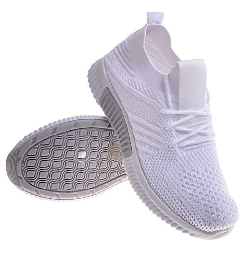 Wsuwane białe buty sportowe /E7-3 12086 T297/