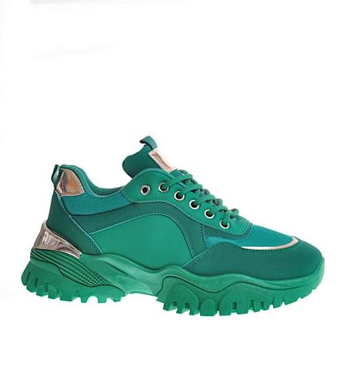 Damskie sneakersy na platformie Zielone  /G7-2 12384 W695/