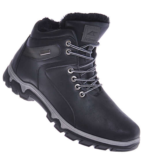 Czarne ocieplane buty męskie z wyższą cholewką /A4-2 10420 S632/