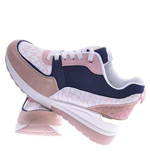 Wielokolorowe trampki sneakersy na niskim koturnie /B4-2 12520 T498/