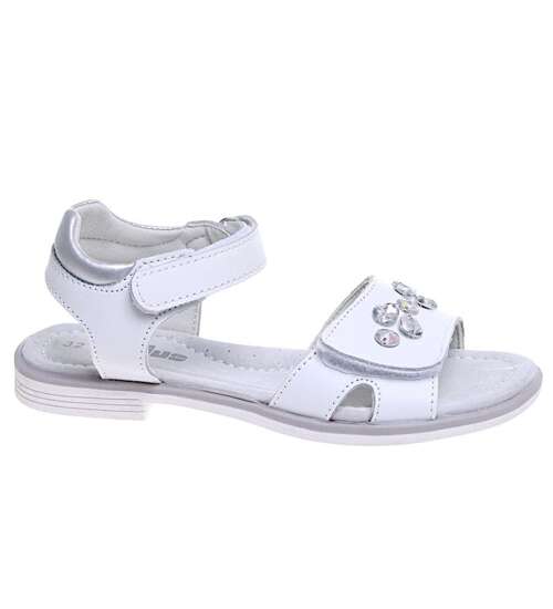 Białe sandały dziewczęce na rzepy /E2-3 16019  T186/
