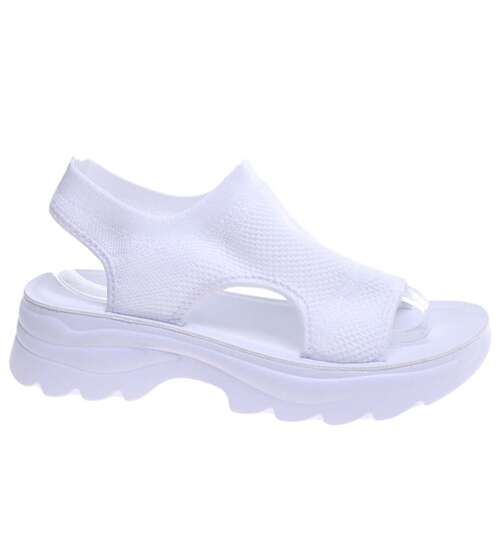 Białe elastyczne sandały na platformie /C5-2 16190 T441/