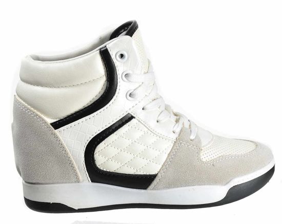 Trampki sneakersy na średnim koturnie Białe /D9-3 Ae144 s218/ 
