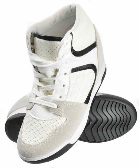 Trampki sneakersy na średnim koturnie Białe /D9-3 Ae144 s218/ 