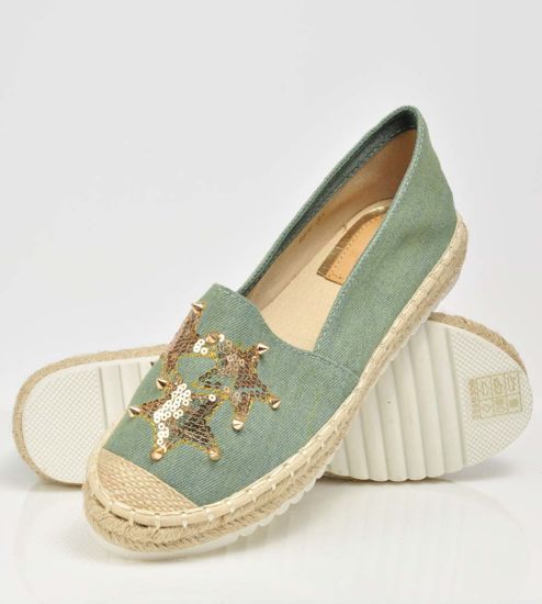 Balerinki espadryle- buty na platformie ZIELONE /G2-3 3004 S192/