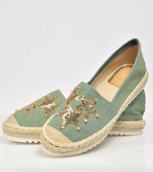 Balerinki espadryle- buty na platformie ZIELONE /G2-3 3004 S192/