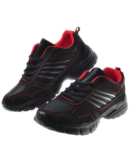 Sportowe damskie  buty sznurowane Czarne  /B6-2 8611 S391