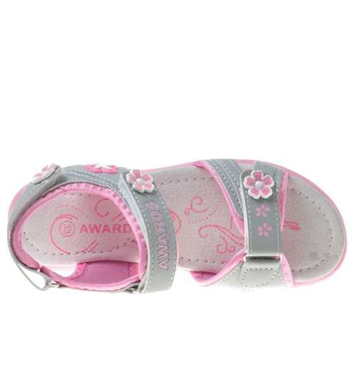 Szaro różowe sandały dla dziewczynki /B4-3 8832 S299/