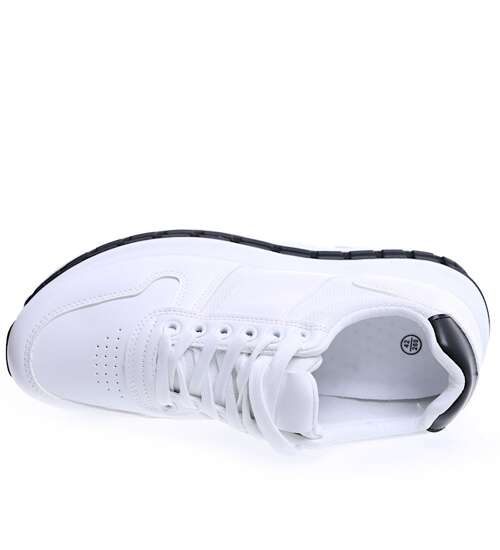 Białe sznurowane męskie buty sportowe /F1-3 15562 T479/