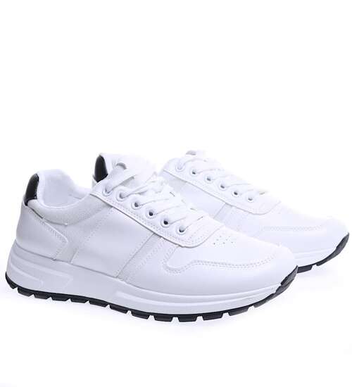 Białe sznurowane męskie buty sportowe /F1-3 15562 T479/