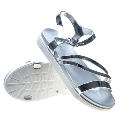 Damskie sandały gumowe SREBRNE  /X3-4 6013 S192/