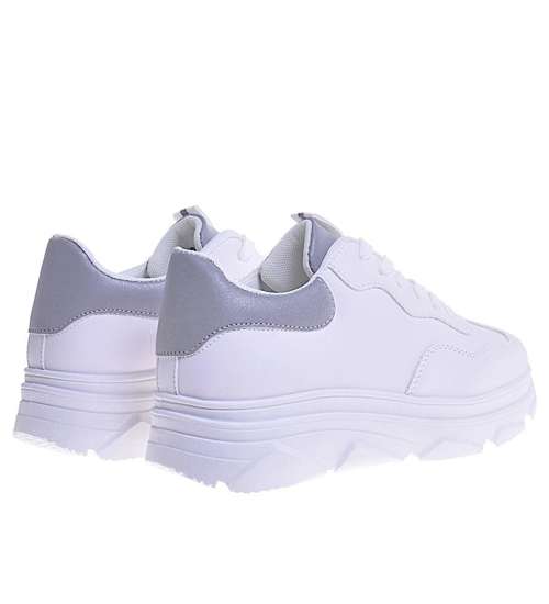 Białe sneakersy damskie na platformie /F7-3 10620 S219/