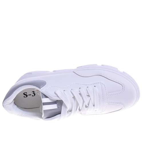 Białe sneakersy damskie na platformie /F7-3 10620 S219/