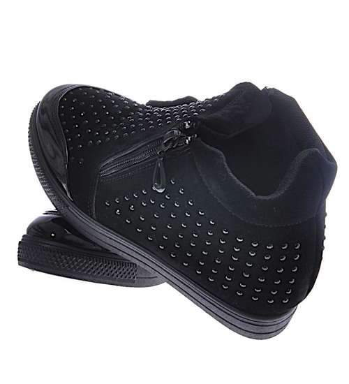 Czarne dziewczęce sneakersy z cekinami /B5-3 10966 T189/