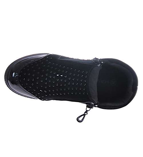 Czarne dziewczęce sneakersy z cekinami /B5-3 10966 T189/
