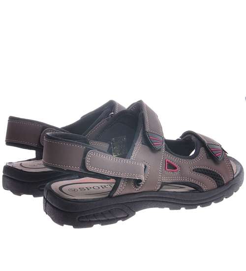 Casualowe męskie brązowe sandały /A2-2 11812 T279/