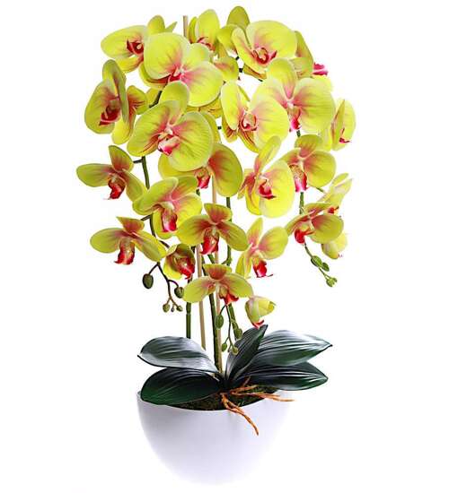 Limonkowy storczyk orchidea sztuczne kwiaty 60 cm 3pgz